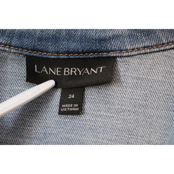 Lane Bryant Ruffled Denim Jean Jacket Blue Light Wash Womens Plus Size 24 H14229 - Picture 5 of 8